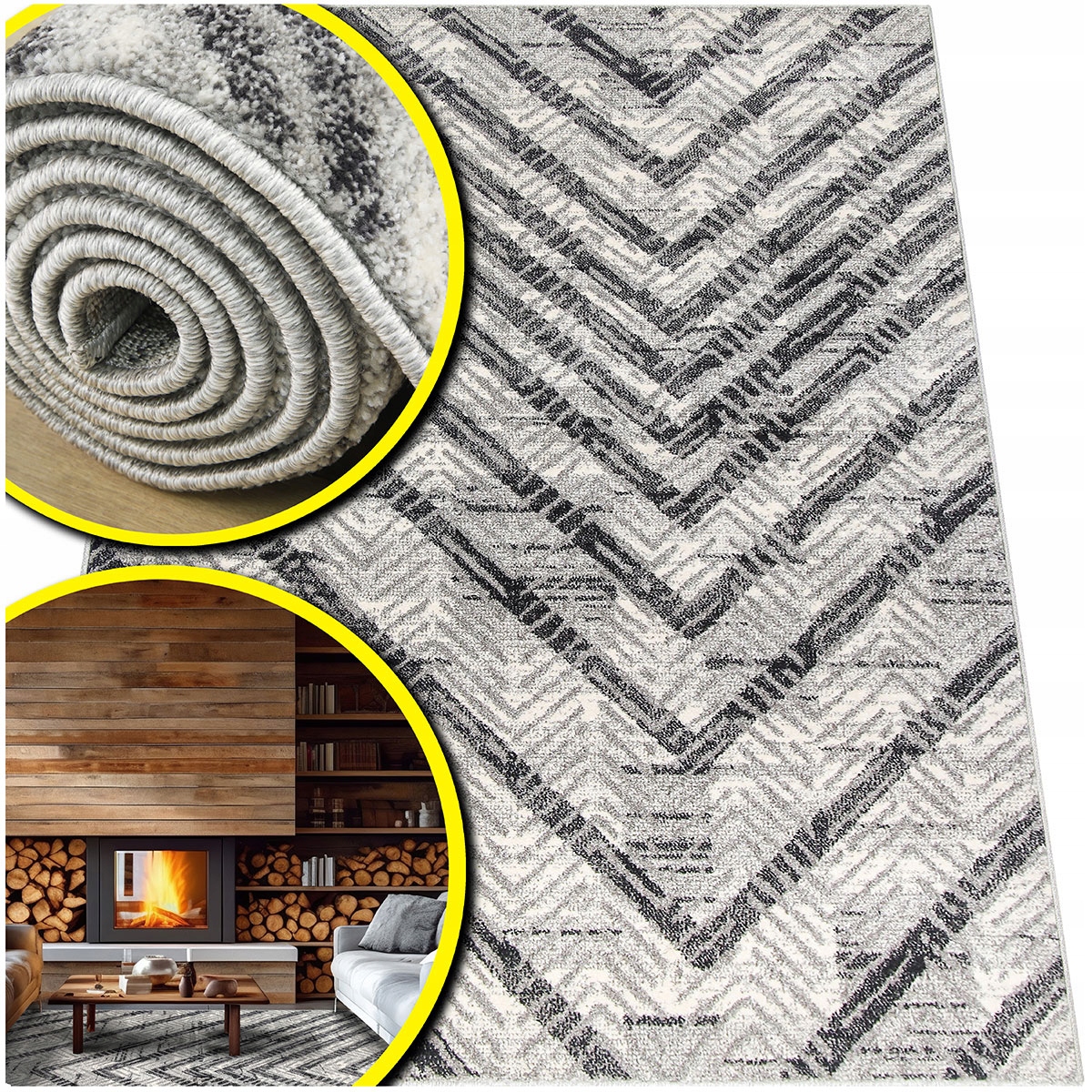 Koberec Do Obývacího Pokoje Adventure Do Předsíně Černý Šedý Loft 120x170