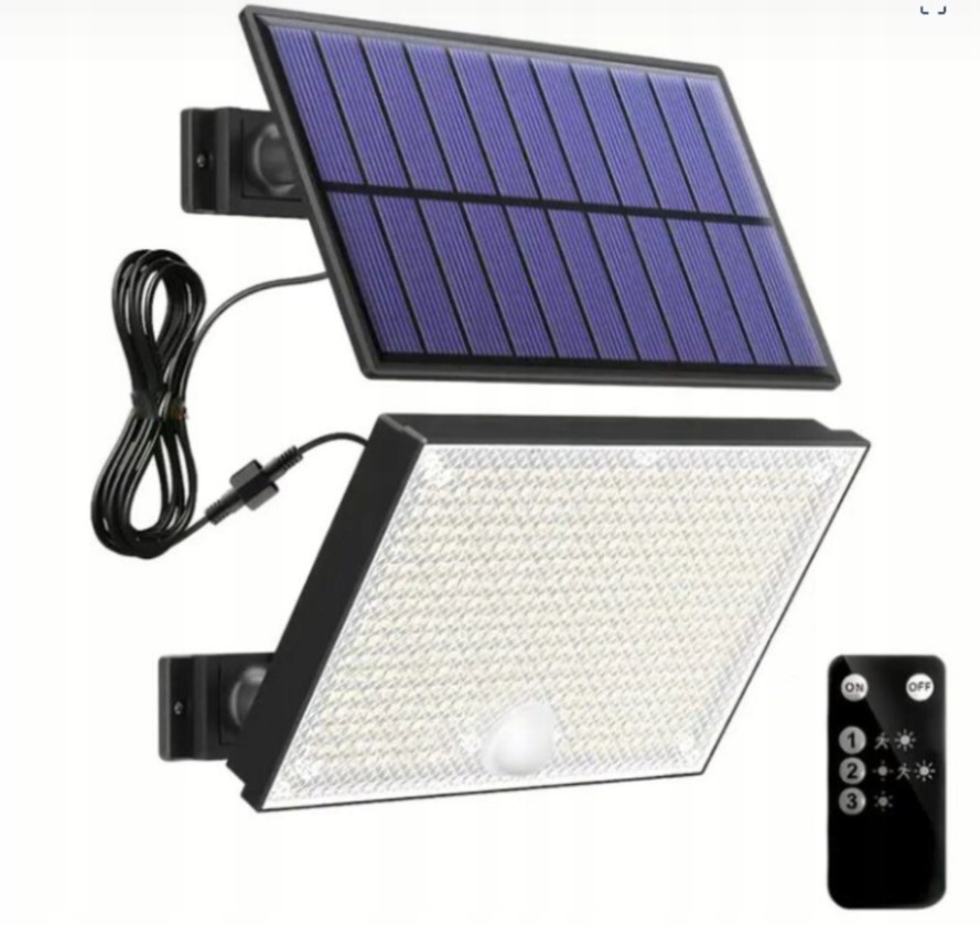 Solární Lampa 300 W S Odděleným Panelem A Dálkovým Ovládáním Se Senzorem Soumraku Pohybu