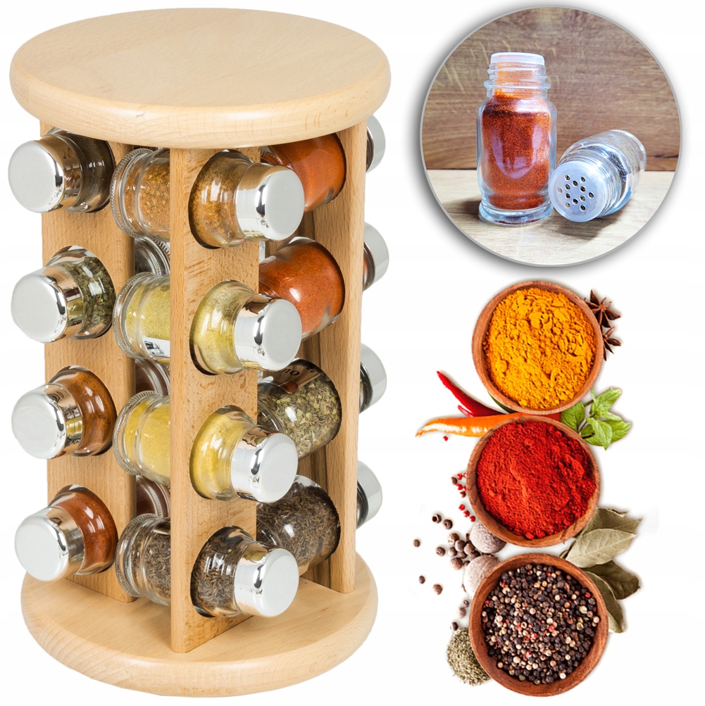 Kořenka Otočný Stojan Na Koření Sada 16 Ks