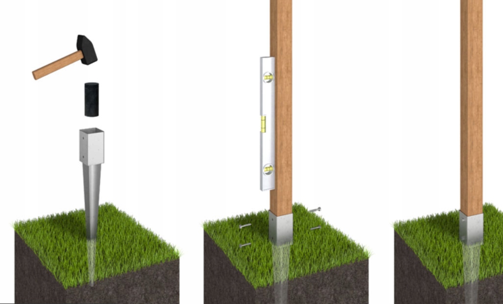 PODSTAWA SŁUPA KOTWA WBIJANA DO PERGOLI 71x71x750 EAN (GTIN) 5907708148216