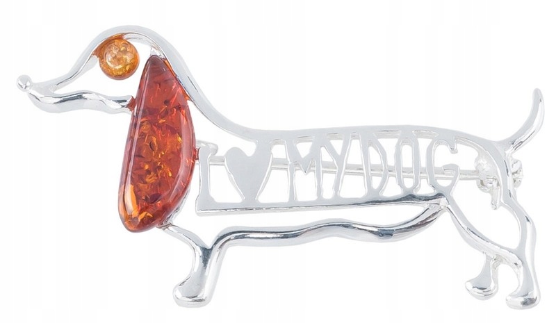 

Broszka Srebrna 925 Z Bursztynem Srebro