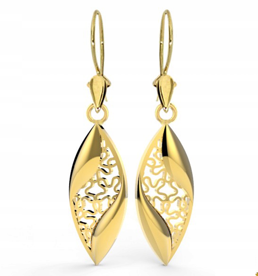 Ažurové náušnice ze zlata ryzosti 585 na patent.