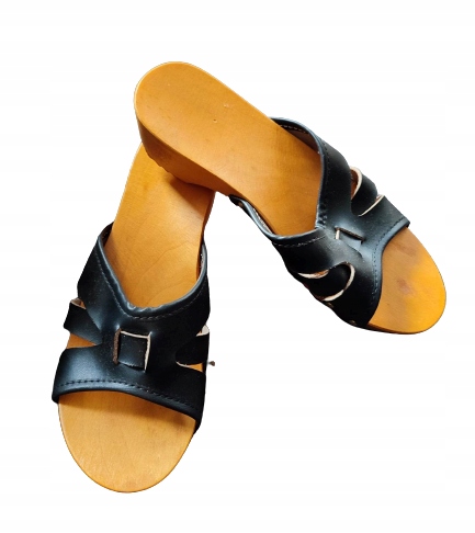 DREWNIAKI DAMSKIE ODKRYTE CHODAKI TREPY SKÓRA r.38