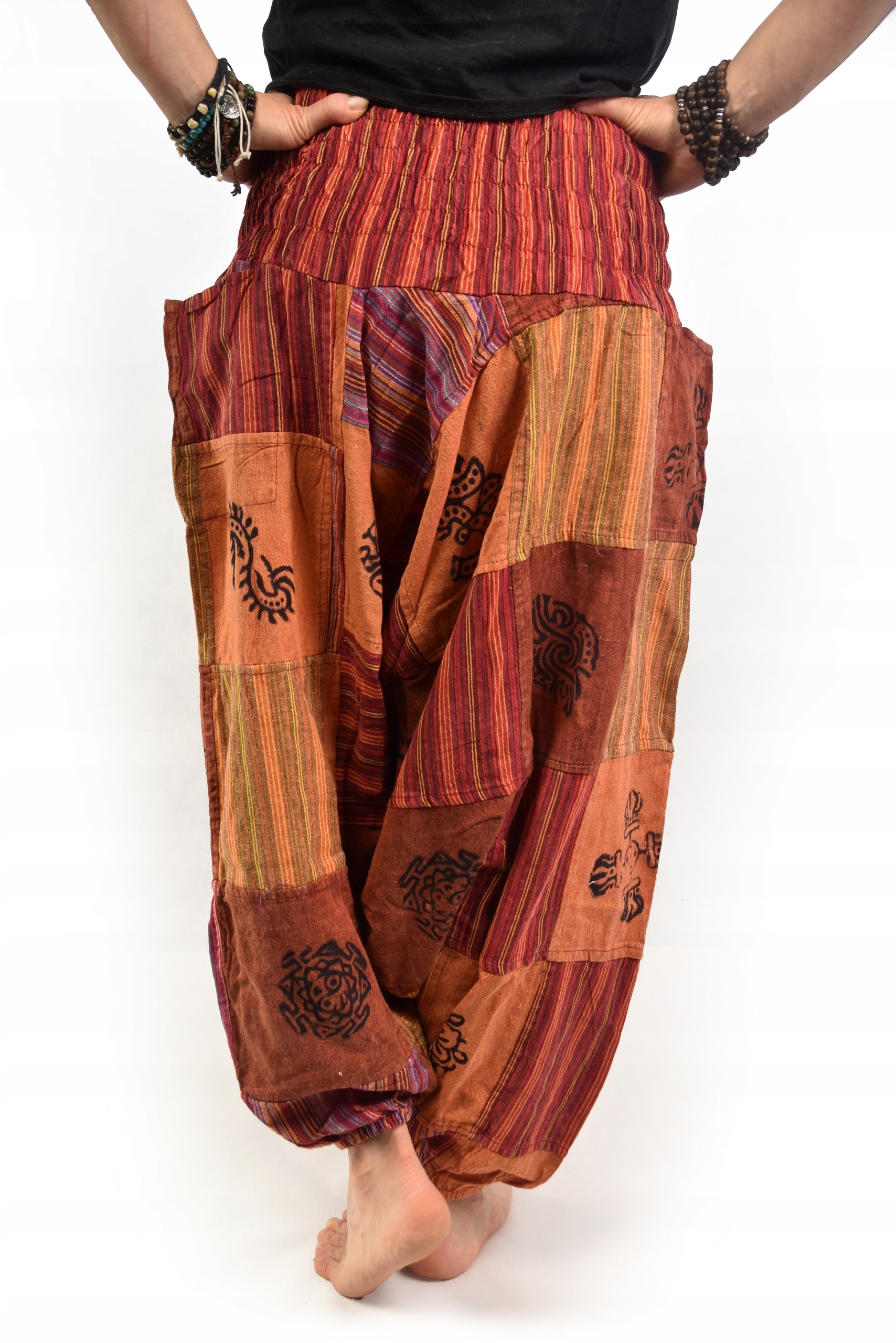 Szarawary NEPAL Alladynki SZEROKI PAS patchwork Kolor wielokolorowy