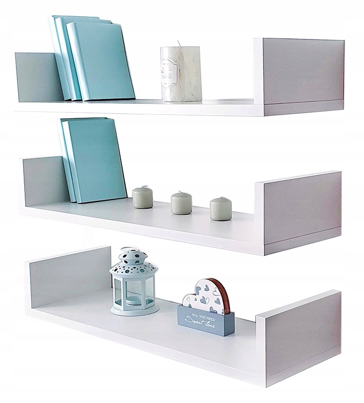 

Półki na ścianę wiszące 3szt. białe 60cm gł. 15cm