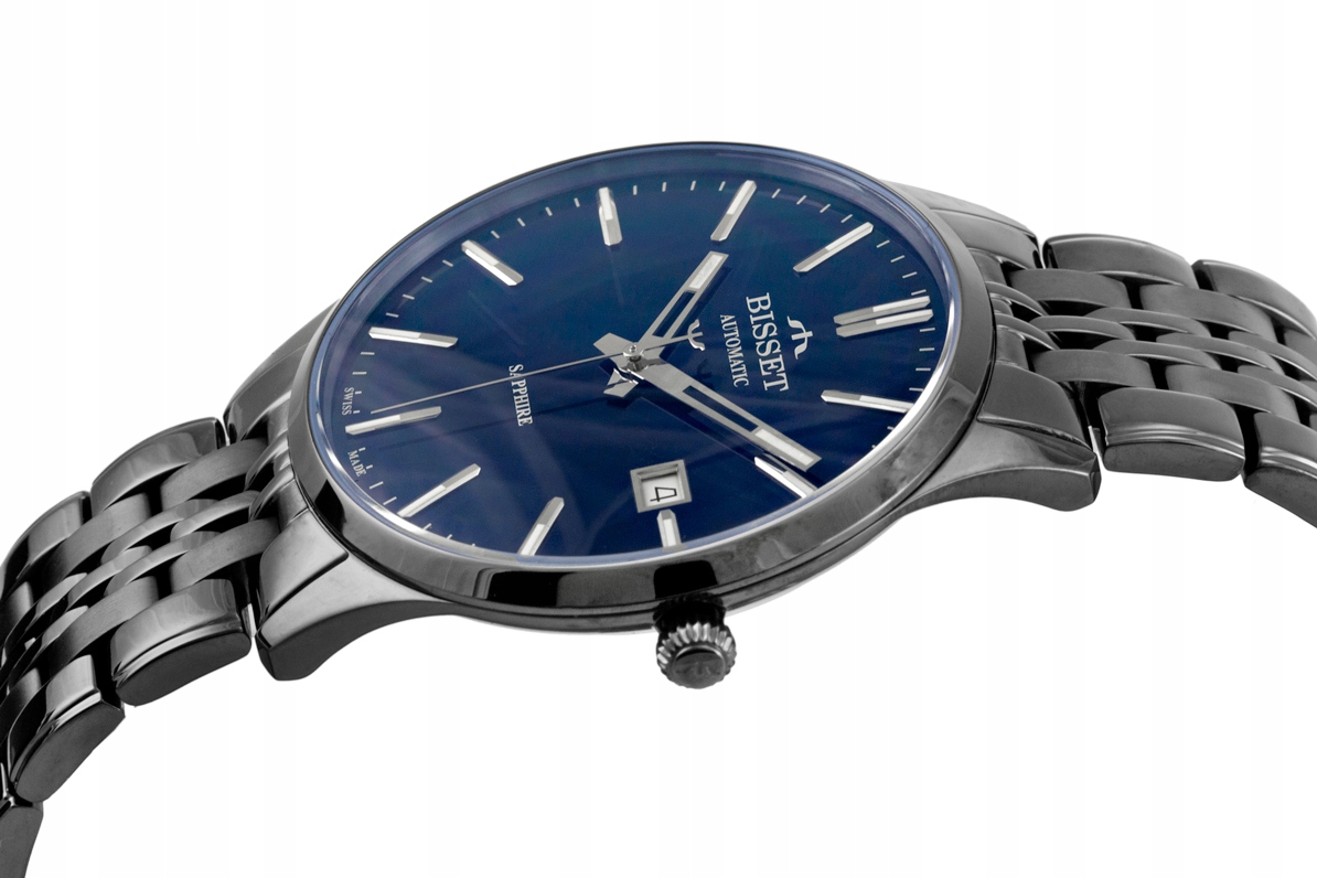 Švýcarské elegantní Pánské hodinky Bisset BIS0880 safírová datová krabička Gravírování