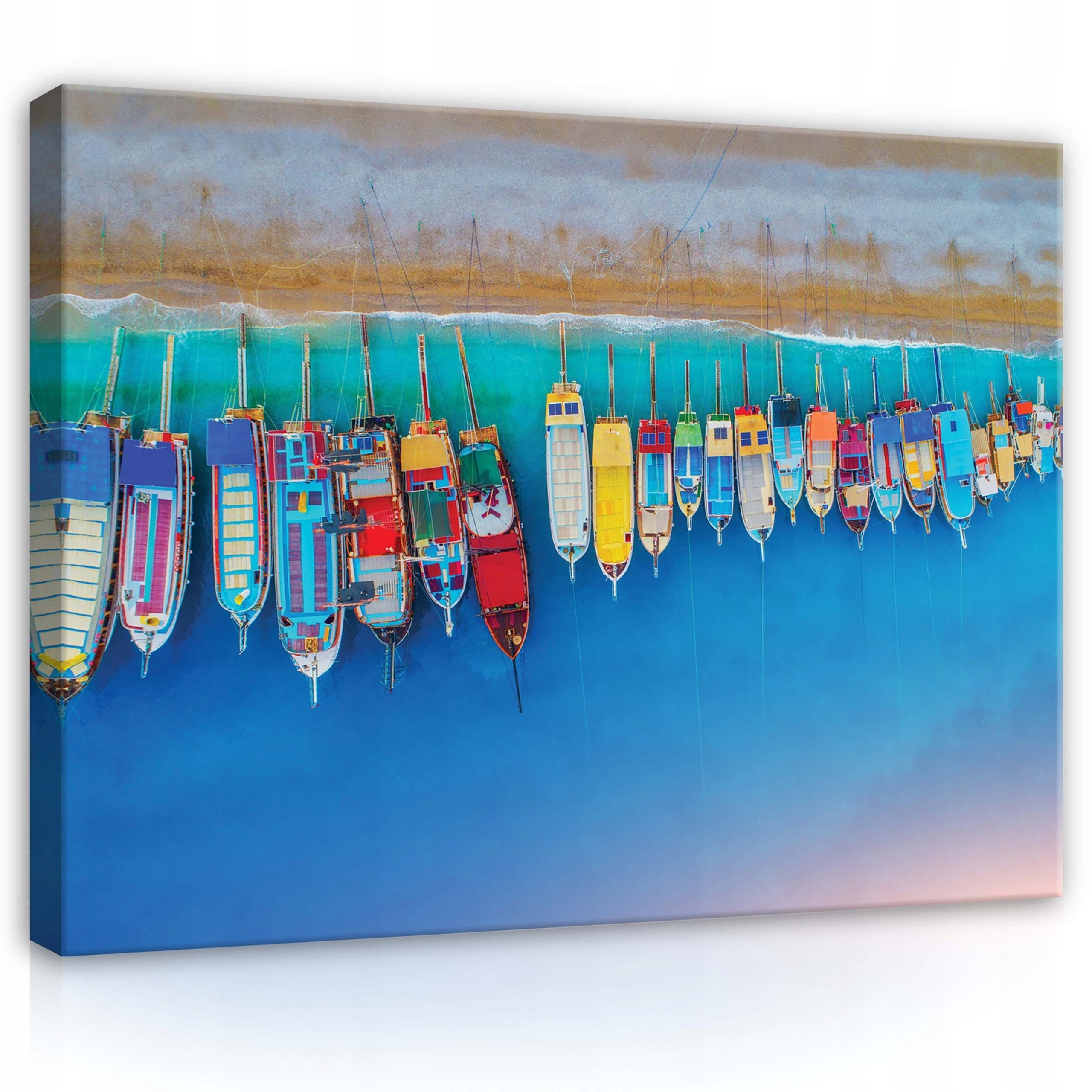 Obraz 100x75 Letecký snímek barevné lodě přístav pobřeží klidná voda