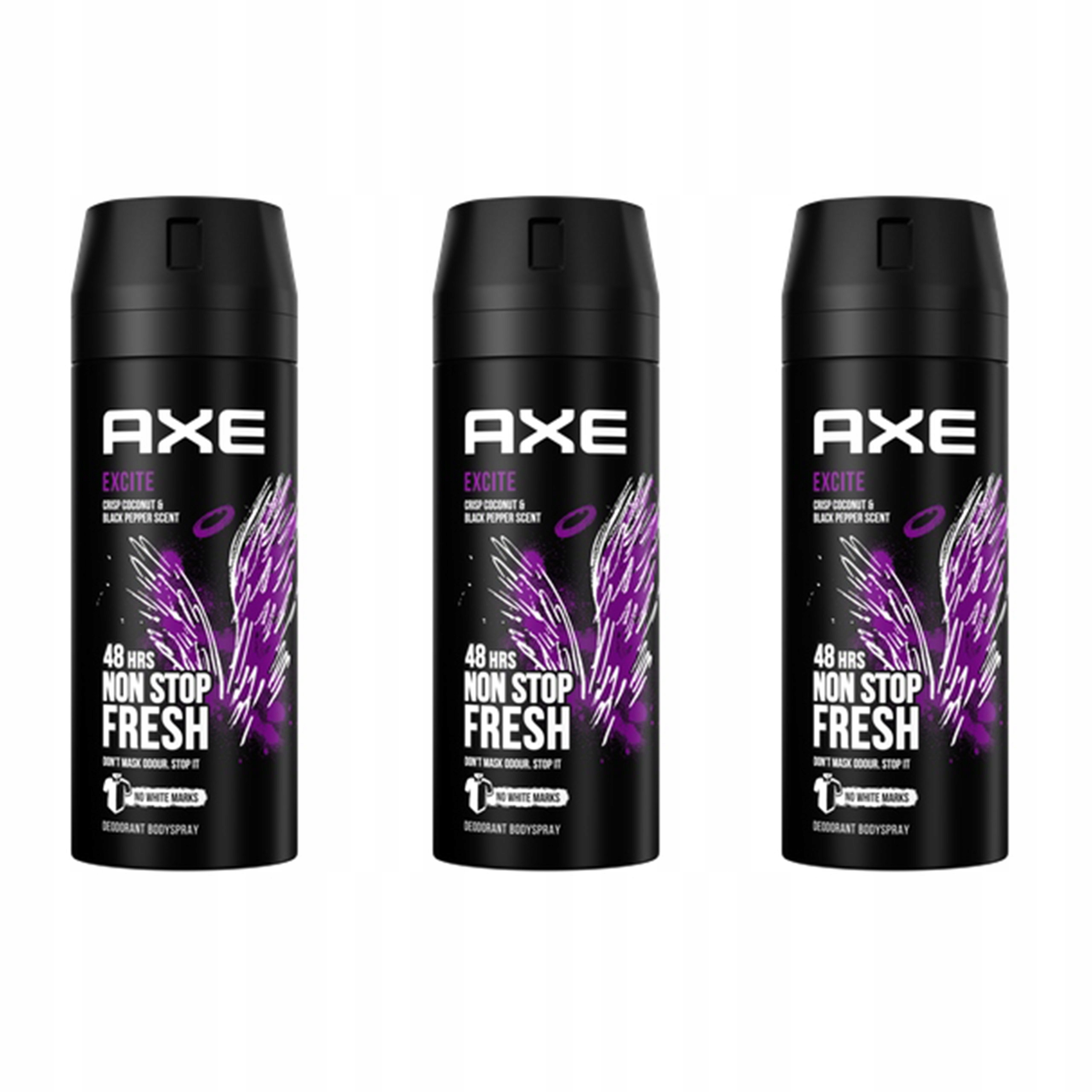 AXE EXCITE FRESH 48h Deodorant Body Spray 150ml x3 10776490441 - Allegro.pl