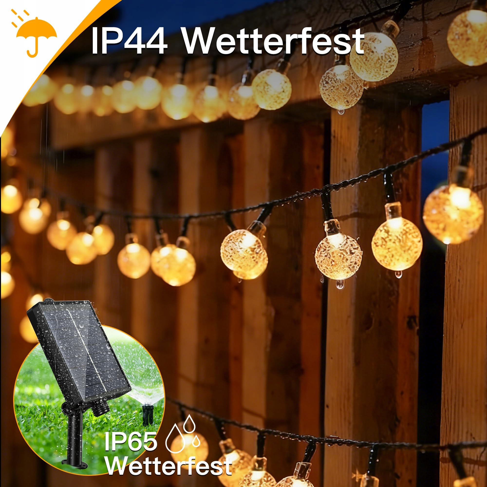HOPEXY Solarna Girlanda 17m 150 LED IP65 Wodoodporna 8 Trybów Balkon Ogród — miniatura 3
