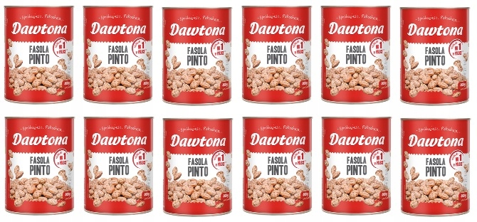 Levně 12 x 400 g Dawtona Pinto fazole, konzervované, Kartonové