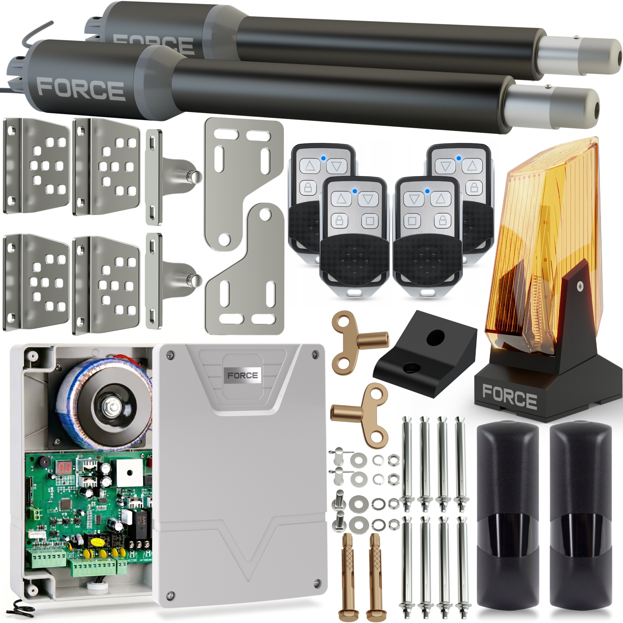 Sada pro dvoukřídlou bránu Force SW200 2x2 m 400 kg, lampa pro křídlové dveře