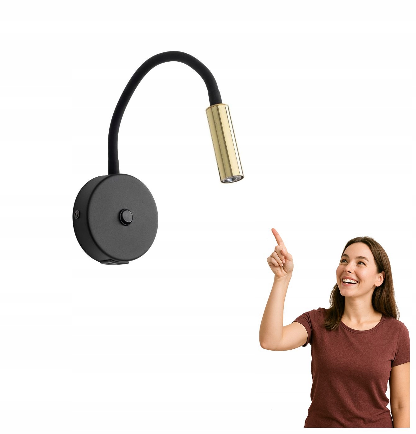 Nástěnné svítidlo Lagos Black/gold Tk Lighting s Usb a vypínačem