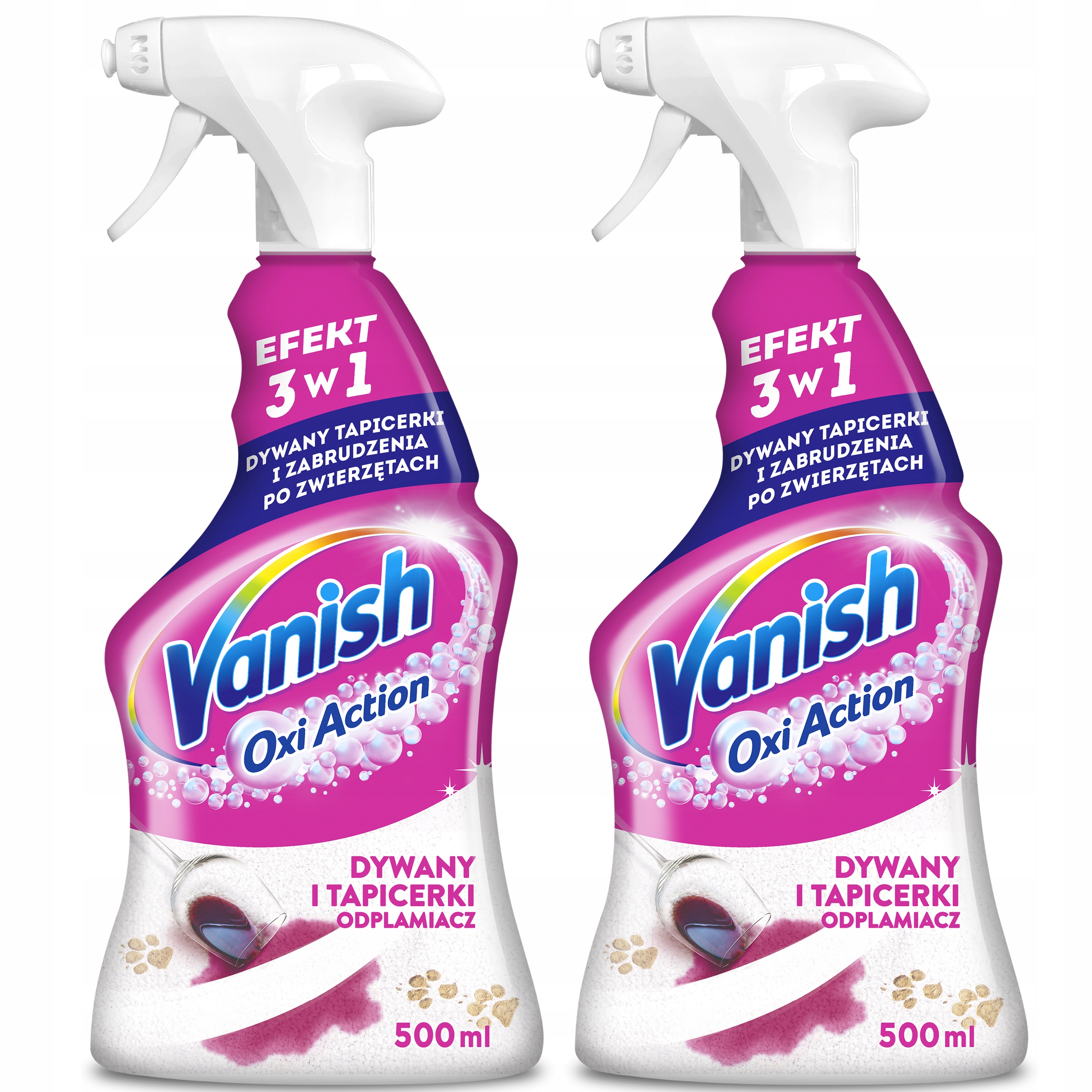 Levně Vanish Sada Odstraňovač skvrn na praní koberců a čalounění Spray 2x 500ml
