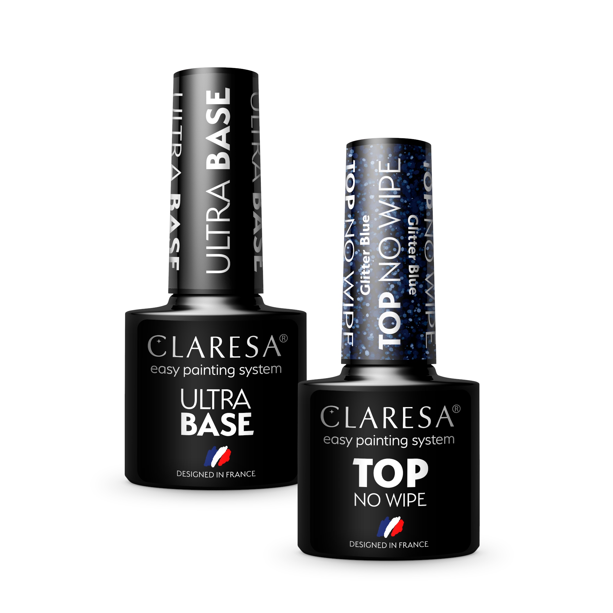 CLARESA TOP NO WIPE GLITTER BLUE+ ULTRA BASE