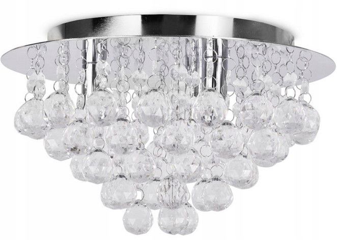 

Lampa Sufitowa Kryształowa Plafon Glamour Srebrna