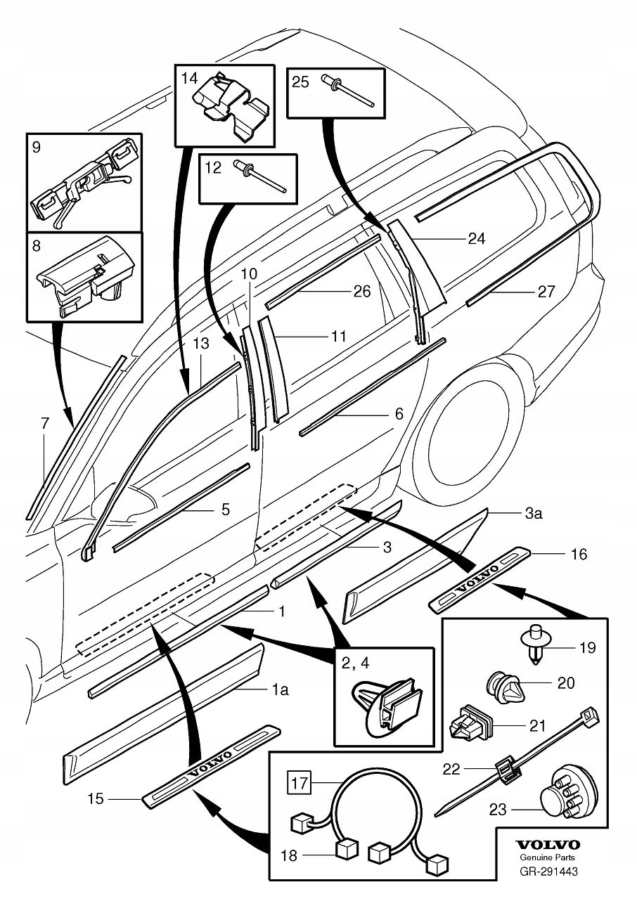 VOLVO S80 V70 XC70 spinka uszczelki drzwi przednic Typ samochodu Samochody osobowe