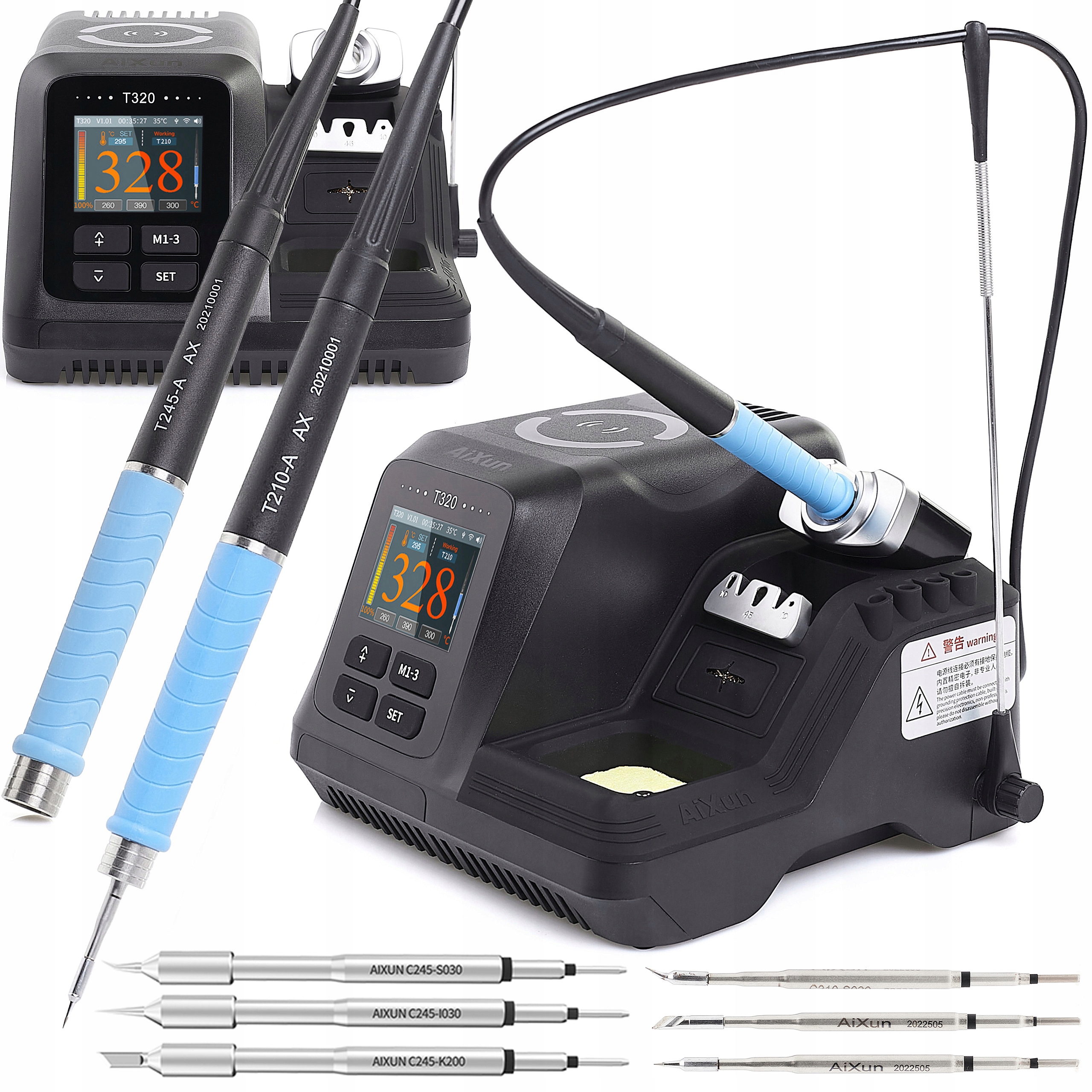 Profesionální Pájecí Stanice Aixun T320 Set 2 Baňky C210 C245 6x Grot