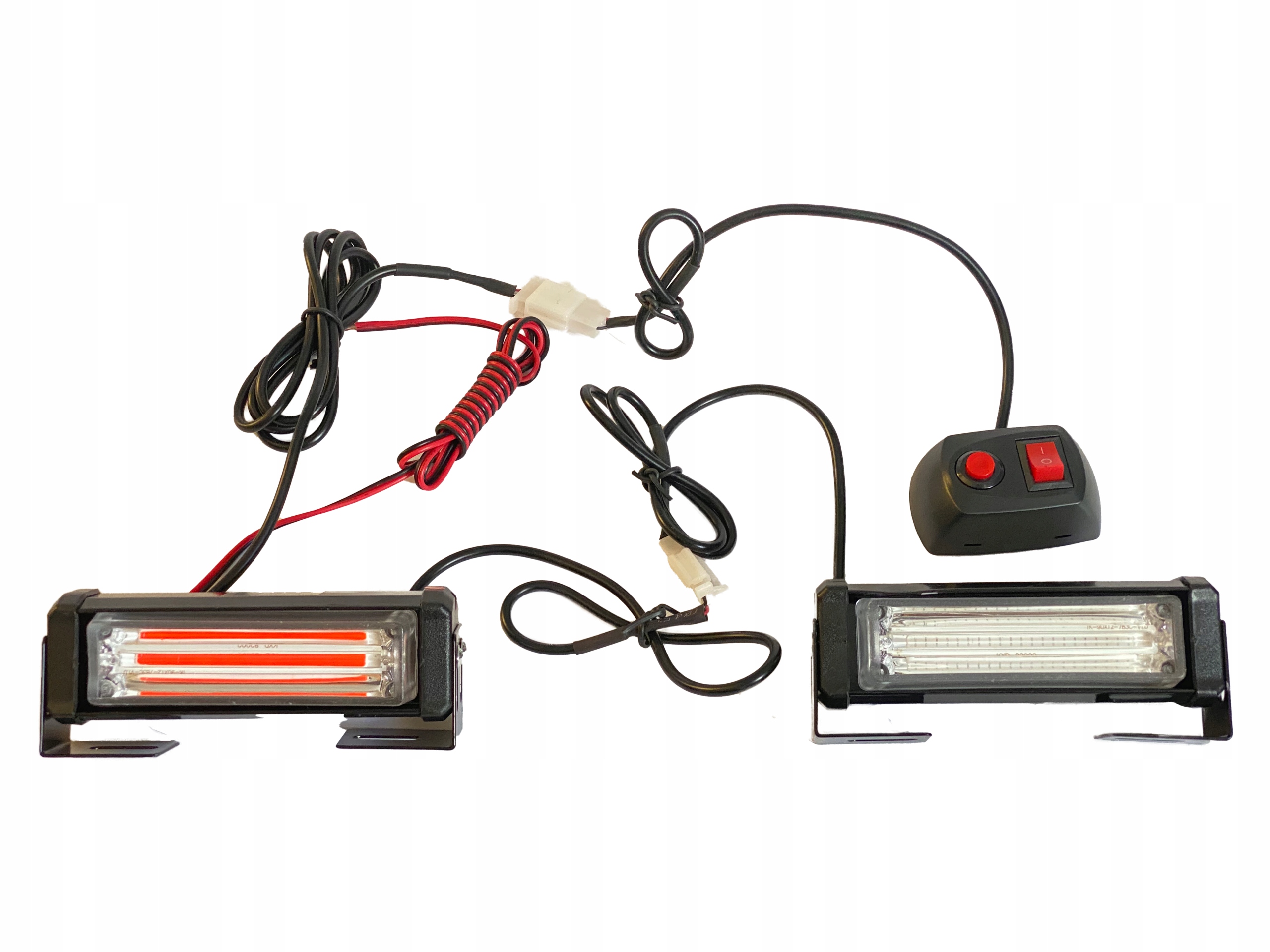 LAMPA STROBOSKOP NIEBIESKO - CZERWONY W ATRAPĘ POLICYJNY LED 12V 24V zestaw