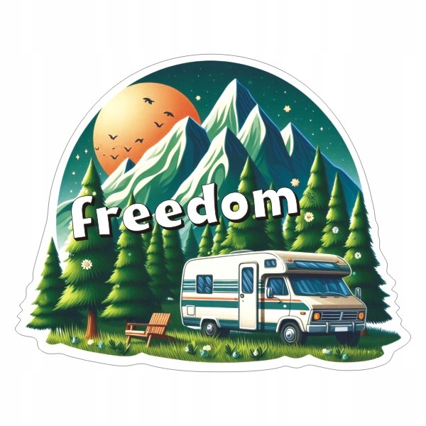 Naklejka 8 cm Freedom na Camper, motocykl, auto, Kampera