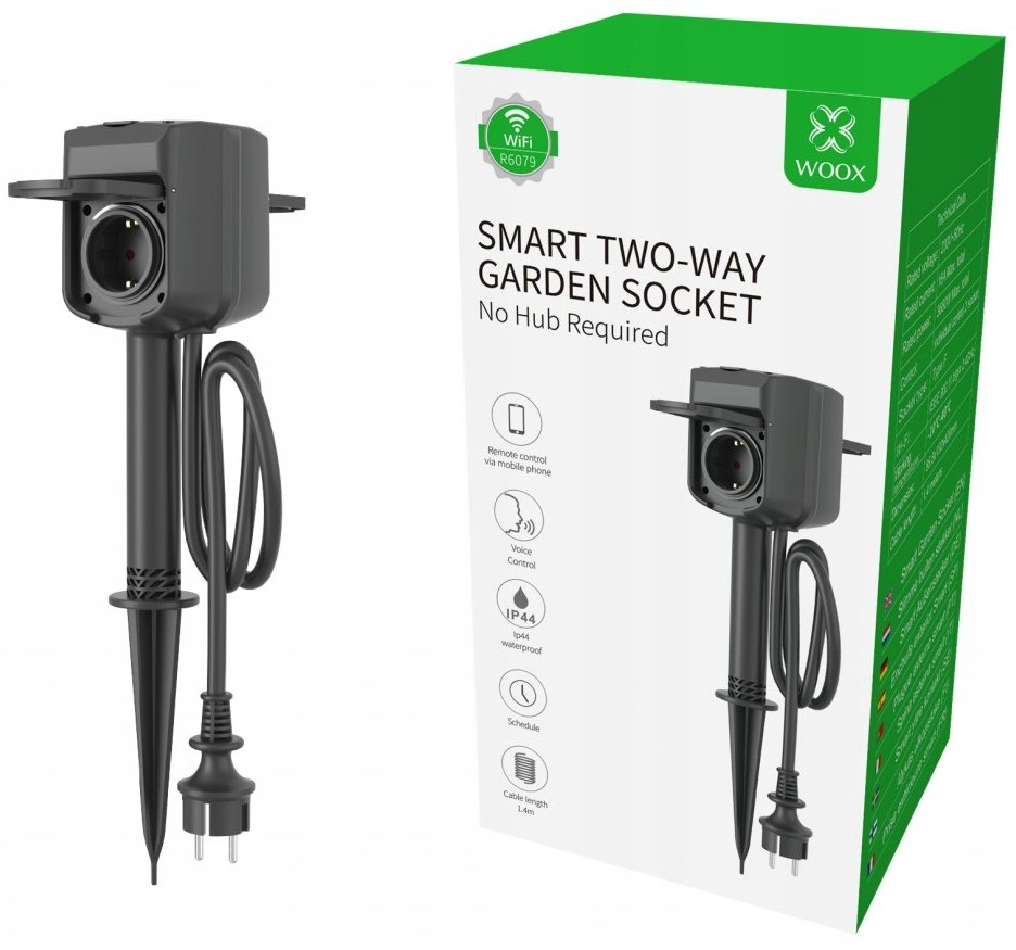 

Gniazdo Podwójne Zewnętrzne Smart IP44 Wi-Fi Woox