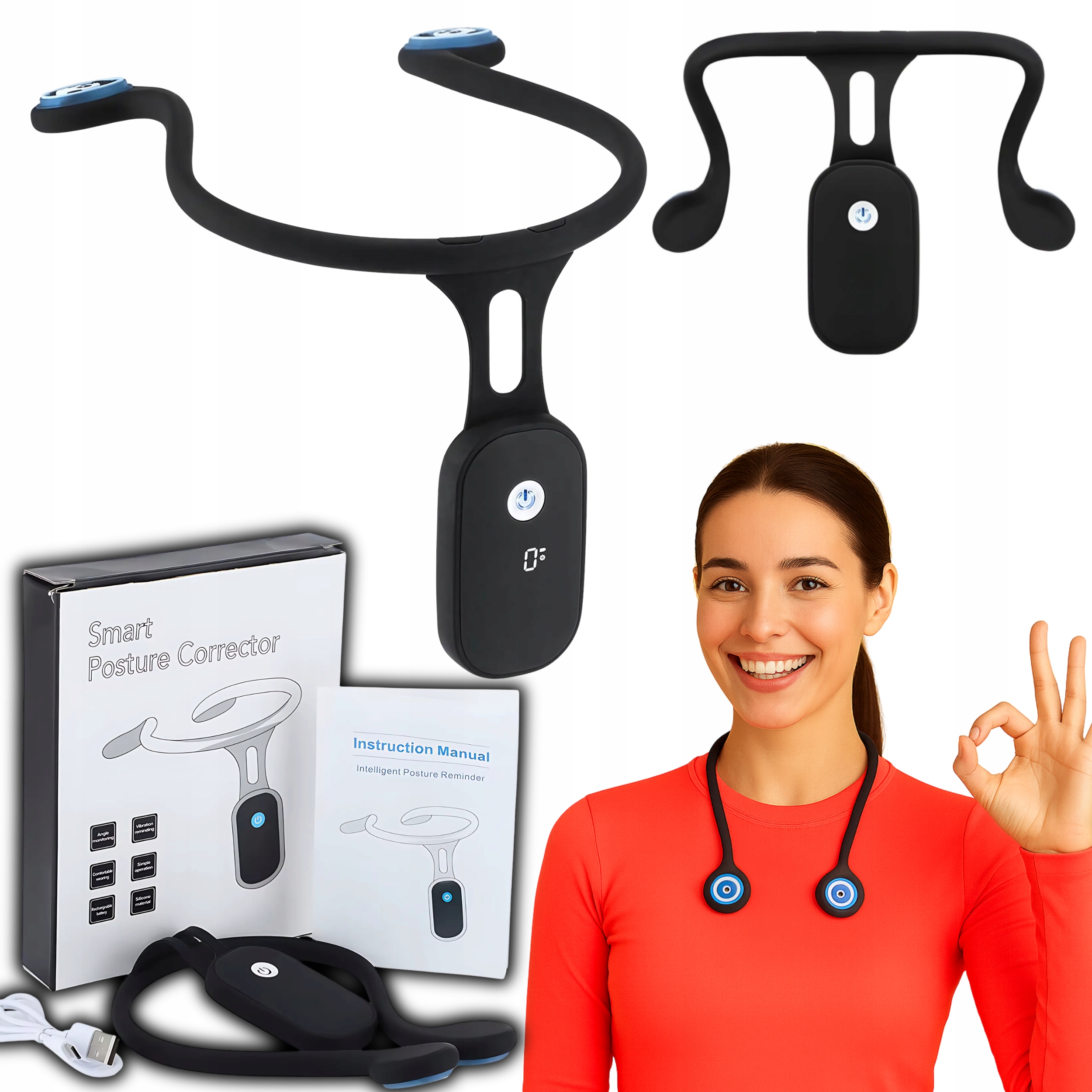 Pajączek Korektor Postawy Elektroniczny Trener Monitor Wibrujący Czujnik