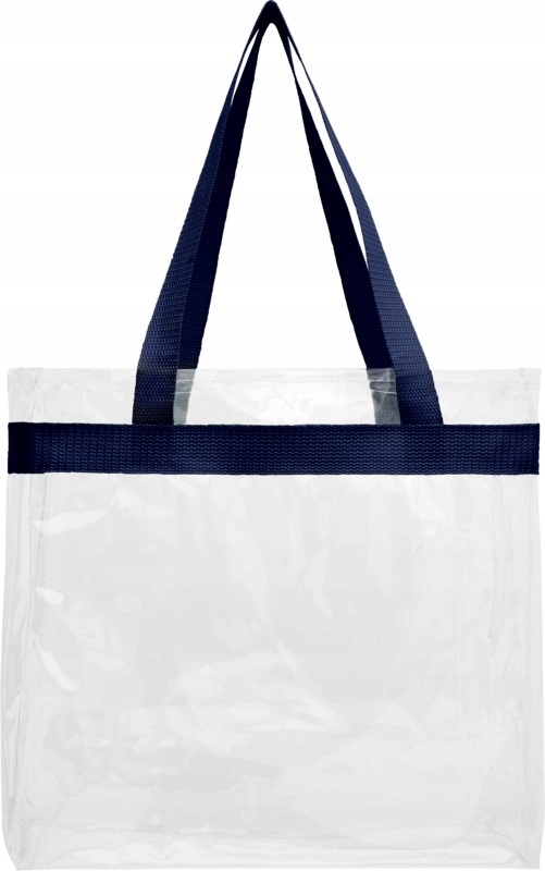 PRZEŹROCZYSTA TORBA NA ZAKUPY/PLAŻOWA - granatowa Model torba