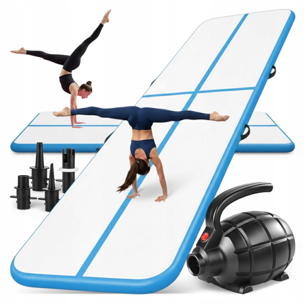 Dmuchana Mata Gimnastyczna Airtrack 400x100x10cm Niebieska Do Akrobatki