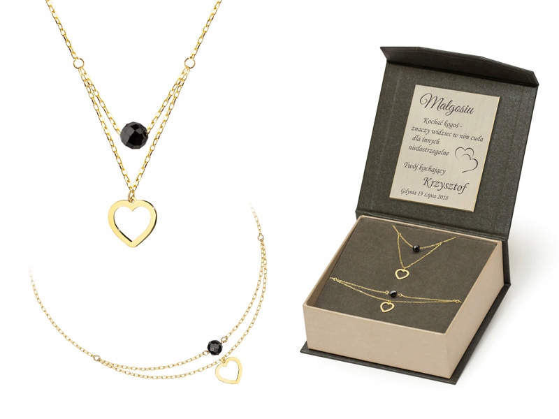 Komplet Zlatý 585 Řetízek s Náramkem srdce