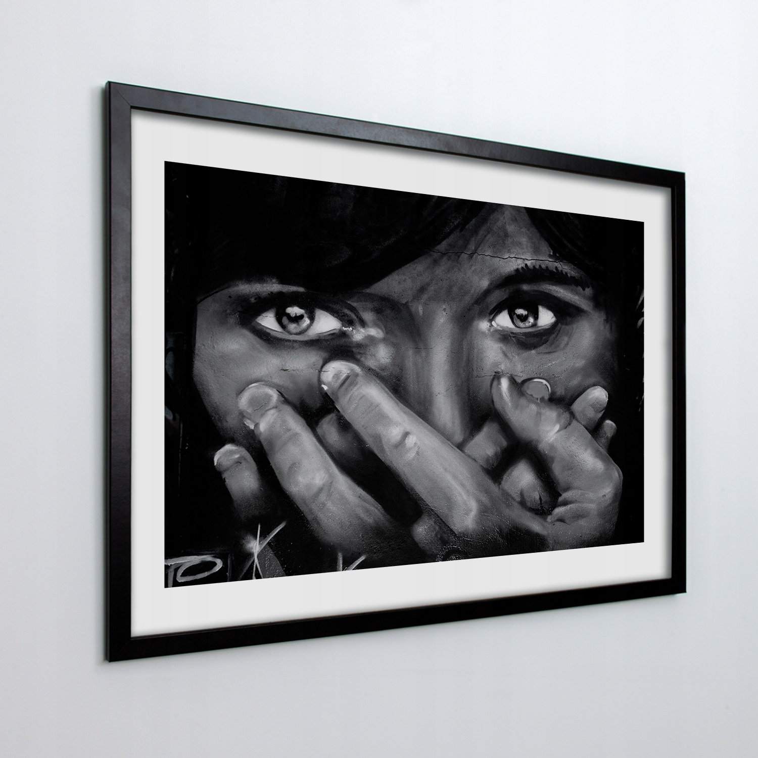 Nástěnný fotoobraz v rámu Tvář rukou 100x70 cm