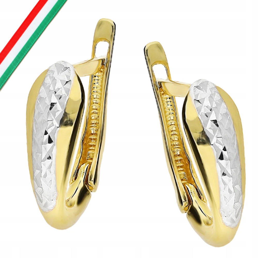 Zlaté náušnice 585 dámské plechy ve dvou odstínech zlata jako dárek 14K