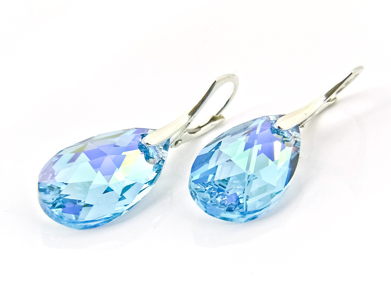 

Srebrne Kolczyki z kr. Swarovski Migdały 22 Aquaab