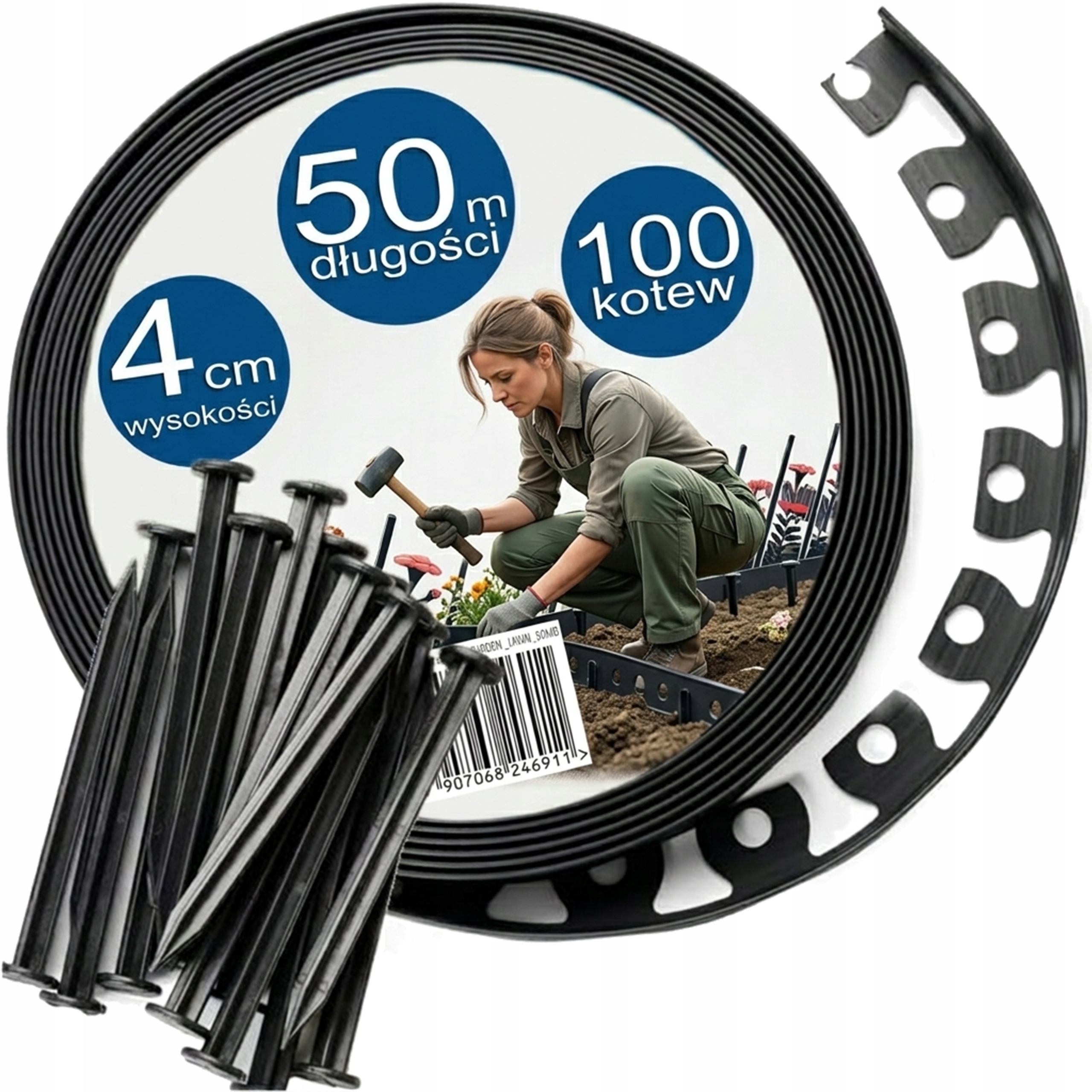 Zahradní Lem Trávníkový Lem Plastový Černý 50 m Okraj 5x 10 m