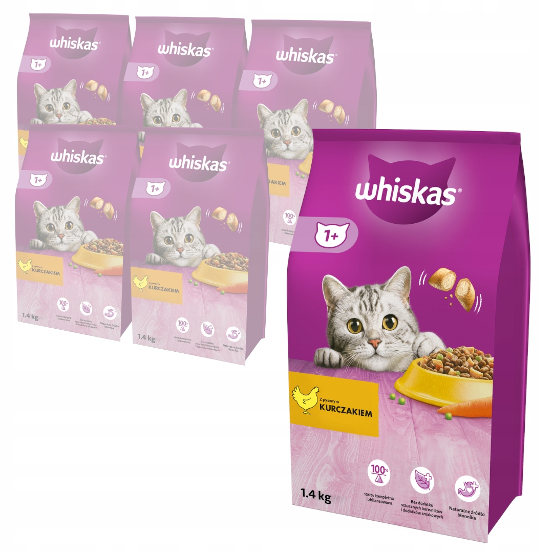 Levně Whiskas Adult Krmivo Pro Kočky s kuřecím masem 6 x 1,4 kg