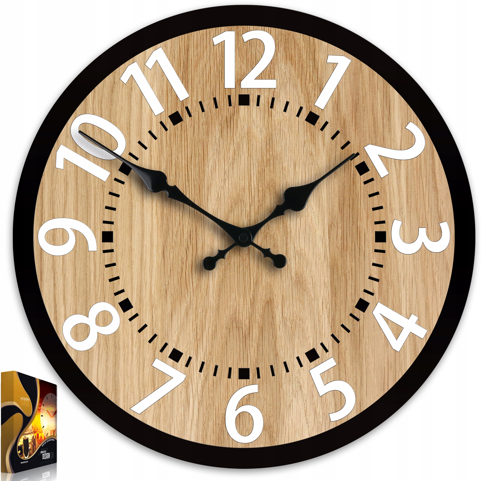 Dřevěné nástěnné hodiny Berlin White 33 cm, tiché