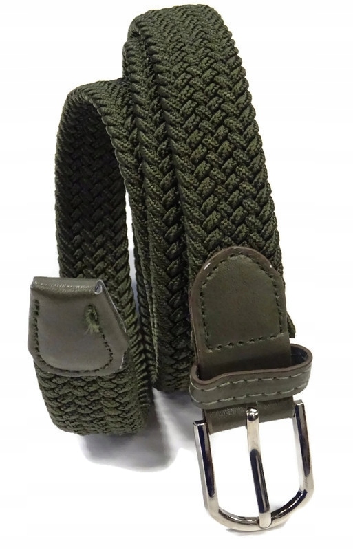 

Pasek pleciony gumowy do spodni ciemny khaki wąski