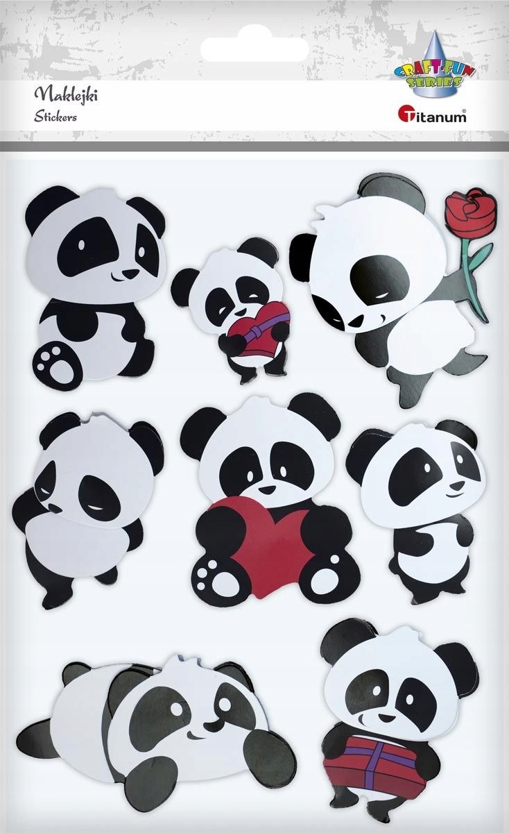 

Naklejki papierowe 3D Pandy 8 szt Titanum