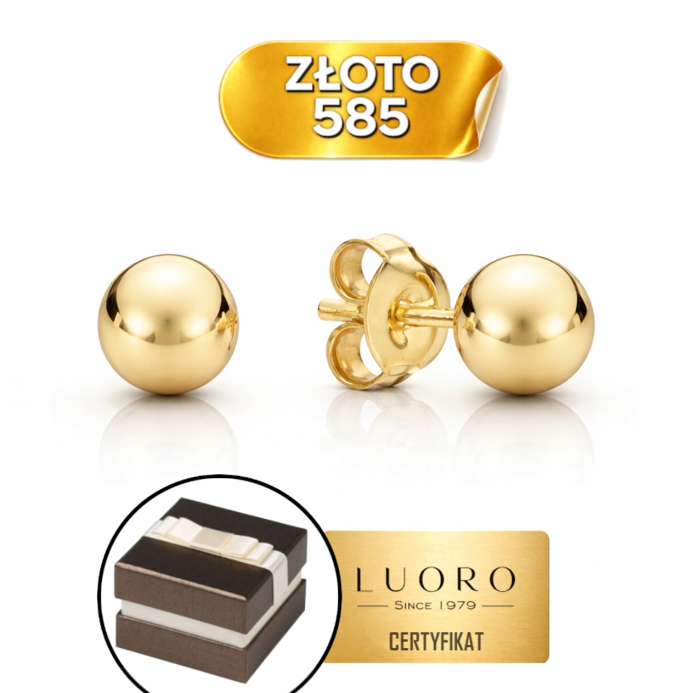 Náušnice Zlaté 585 14K Kuličky 5 MM Tyčinka Elegantní Dárek