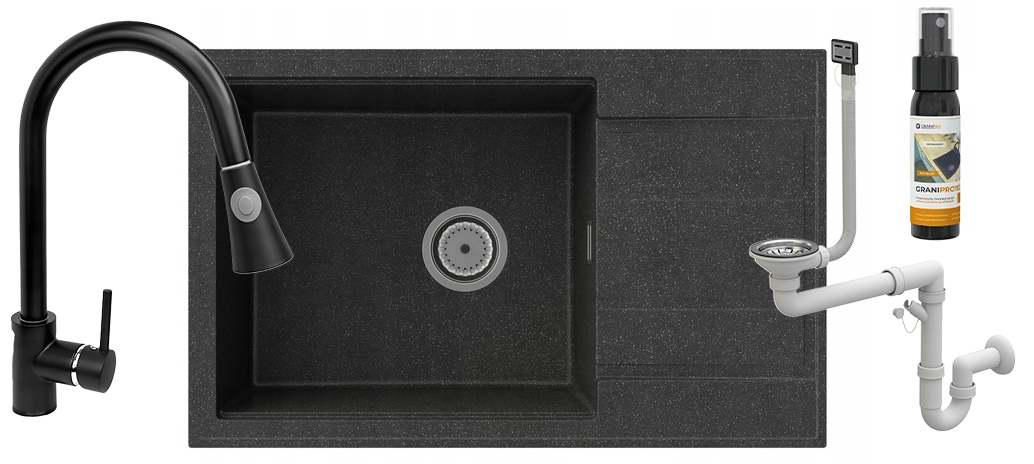 Granitový Drez Louis Jednokomorový S Odkvapkávačom, Batéria Snake Sifón