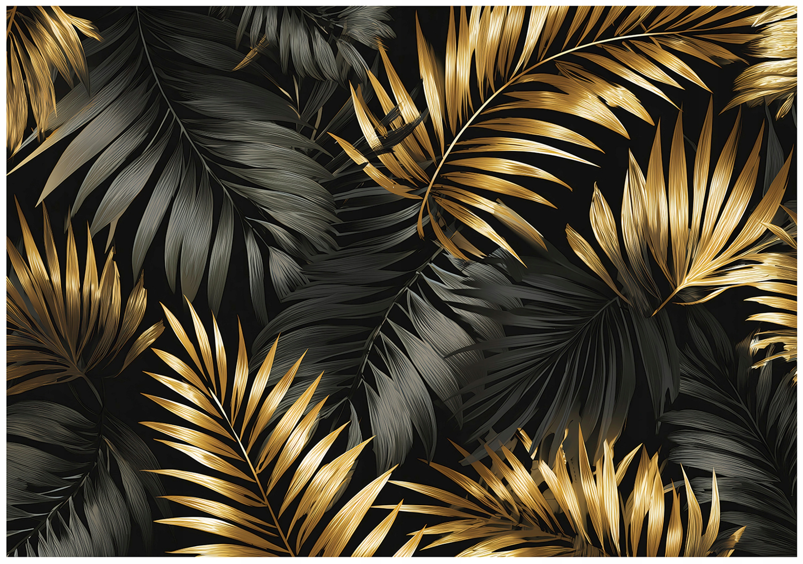 Fototapeta Listy Zlatá Černá Šedá Glamour Elegantní Tropická 250x175