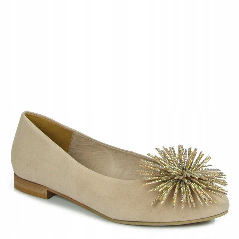 Karino 4953 Béžové Kožené Baleríny S Ozdobou 39