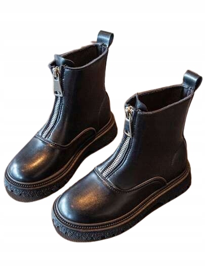 BOTKI DZIECIĘCE CZARNE GŁADKIE NA ZAMEK 27 ŁŁA