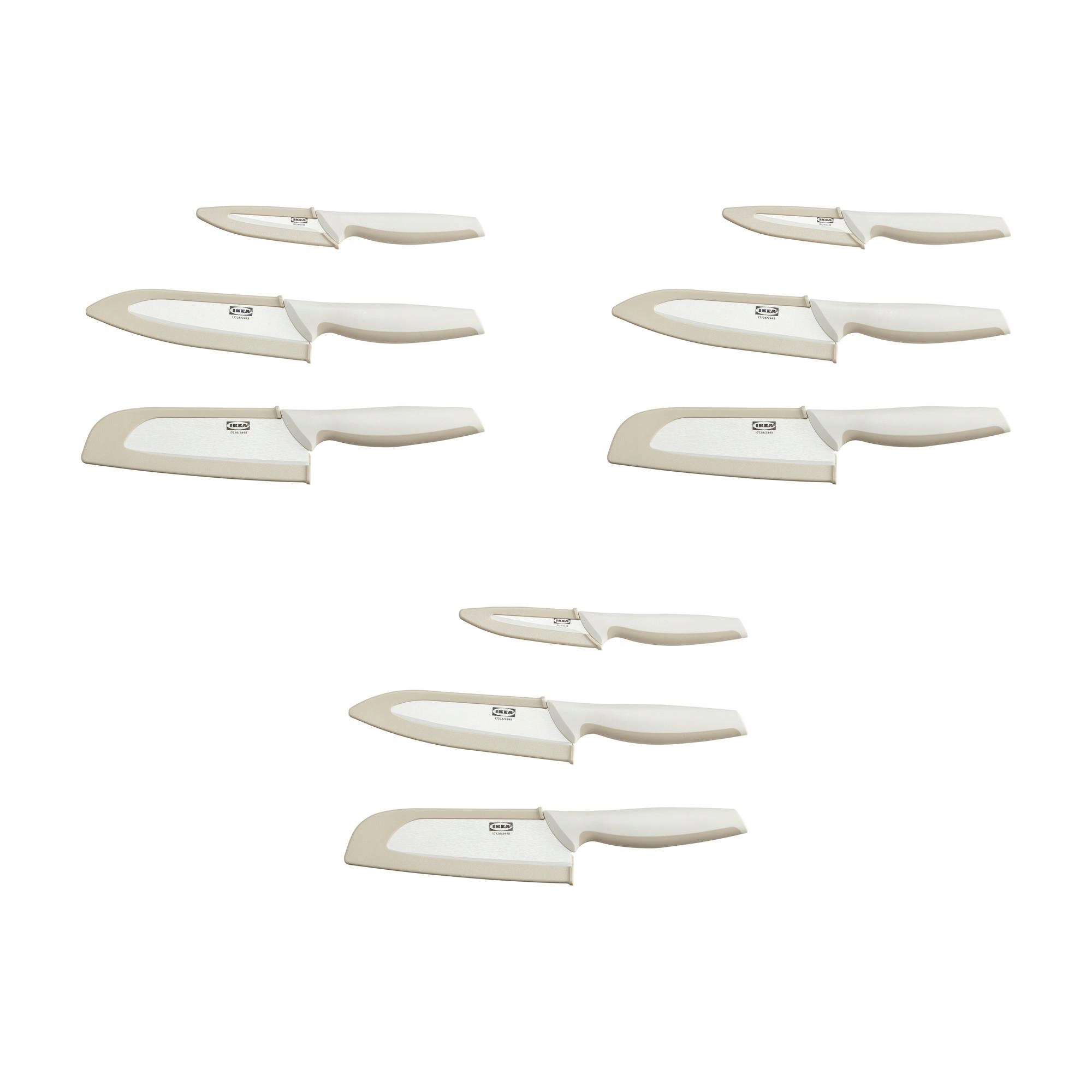 3 ks Sada 3 keramických nožů Bílá Béžová
