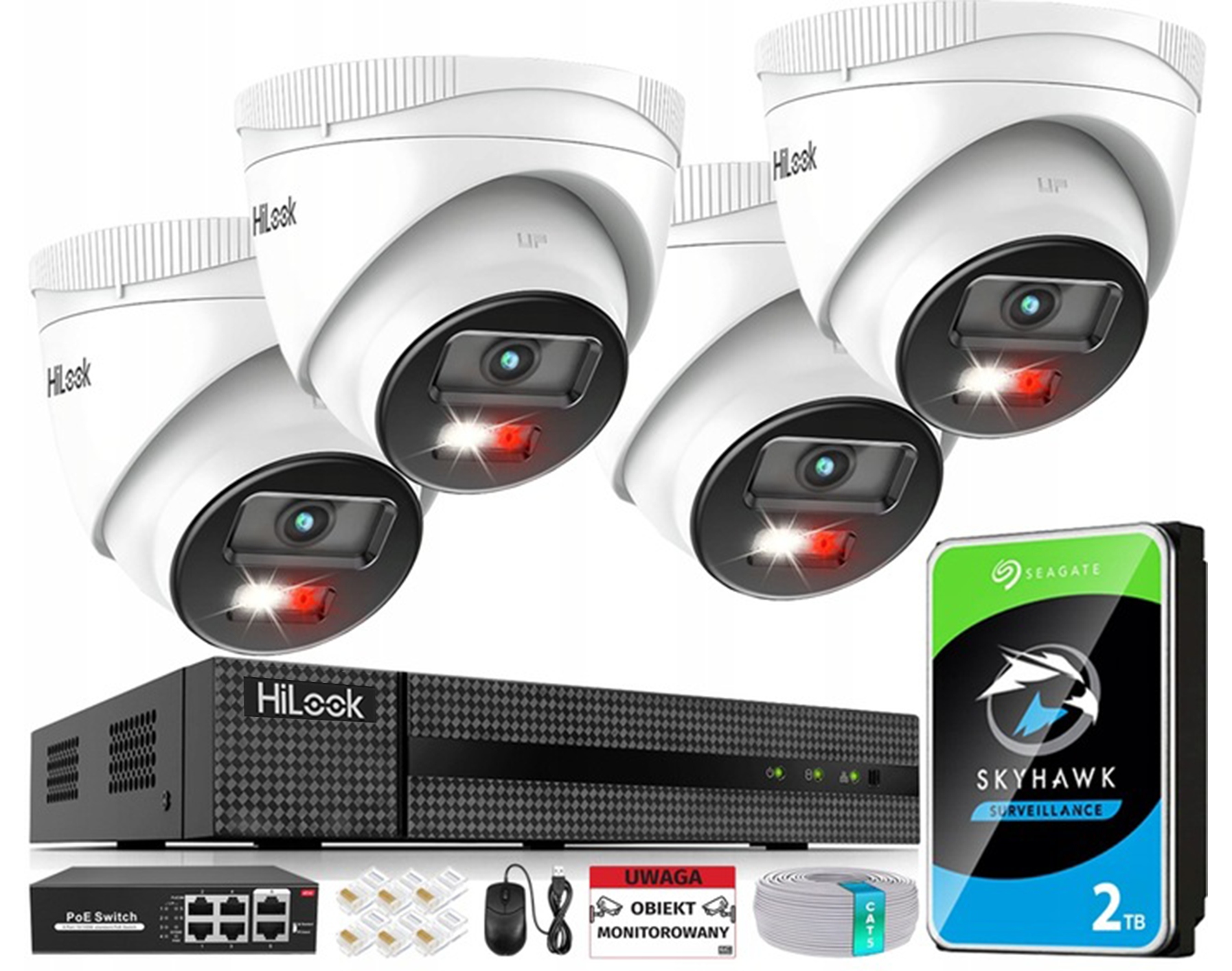 Sada na monitorovanie Ip 4x kamera IPCAM-T4-30DL 4Mpx Dual Light Ir/led Apka