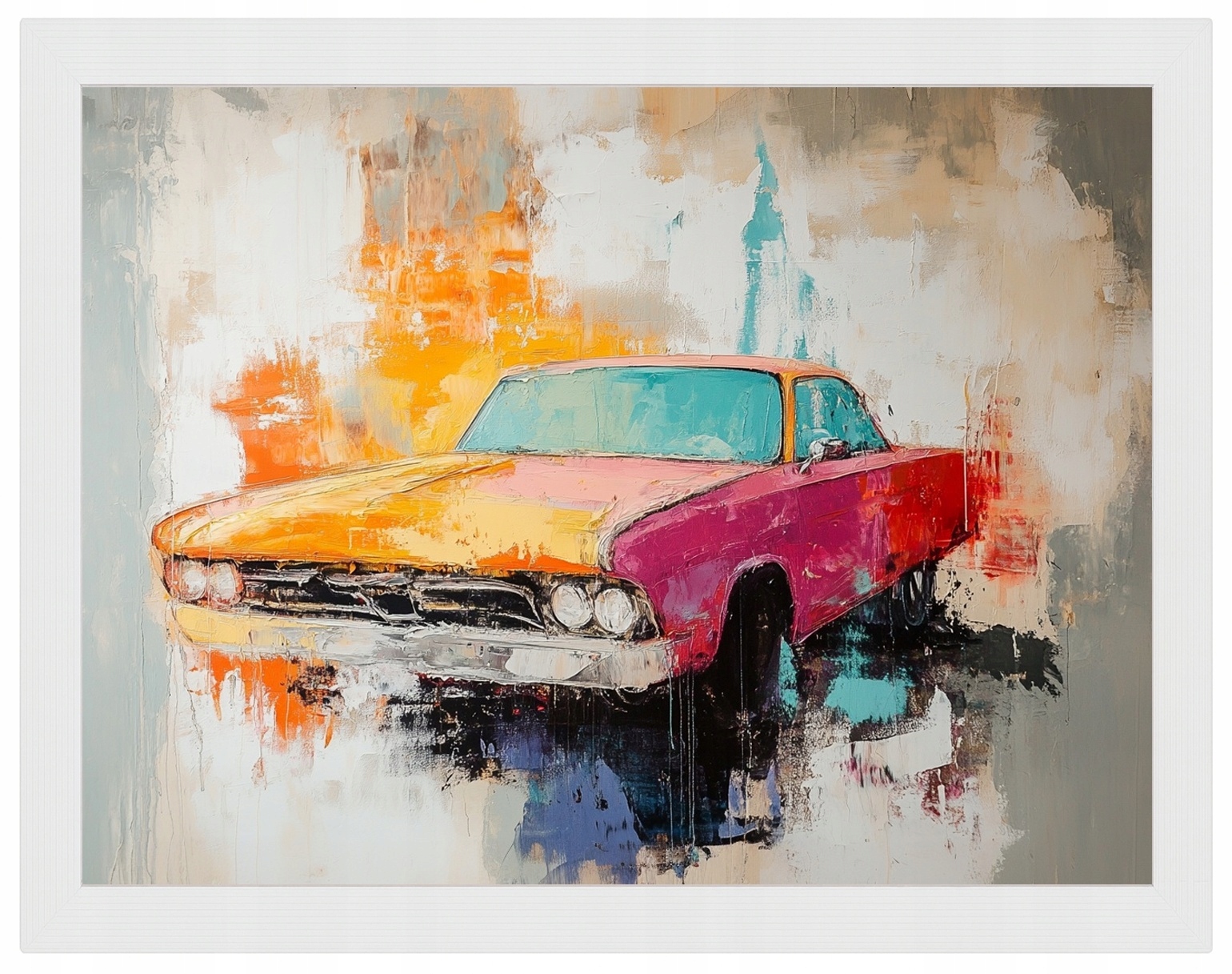 Plakát Rámeček Dřevo Grafika Auto Chevrolet Art Deco 80x60