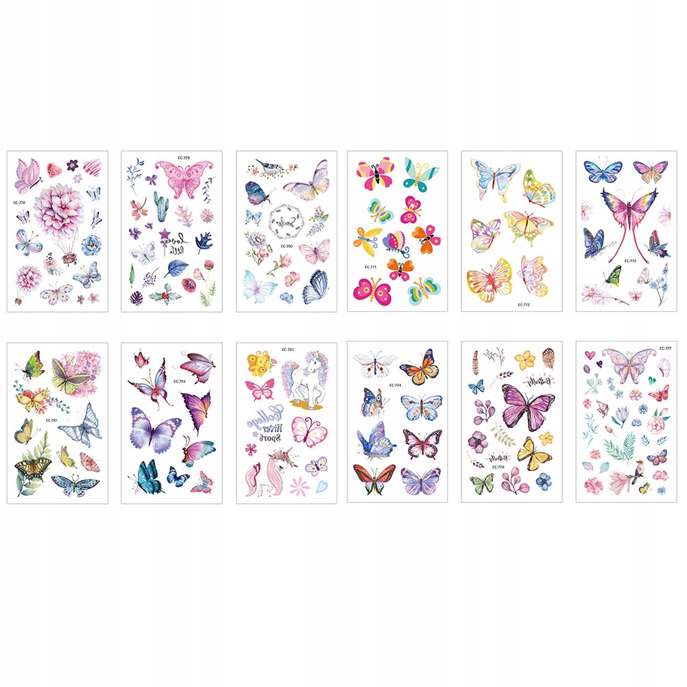 

12 arkuszy Set Wodoodporne tatuaże