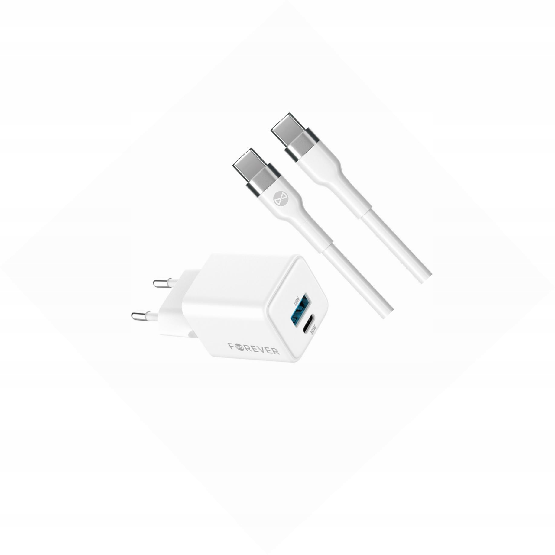 Szybka ładowarka GaN 30W 2 wejścia Usb i Usb-c z kablem do Huawei P40 Lite