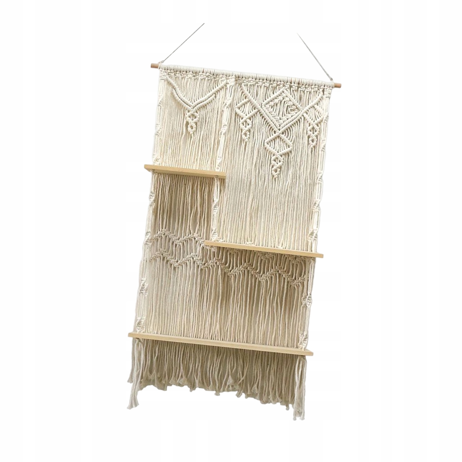 PÓŁKA WISZĄCA MAKRAMOWA Z MAKRAMĄ, RĘCZNIE TKANA PÓŁKA WEWNĘTRZNA