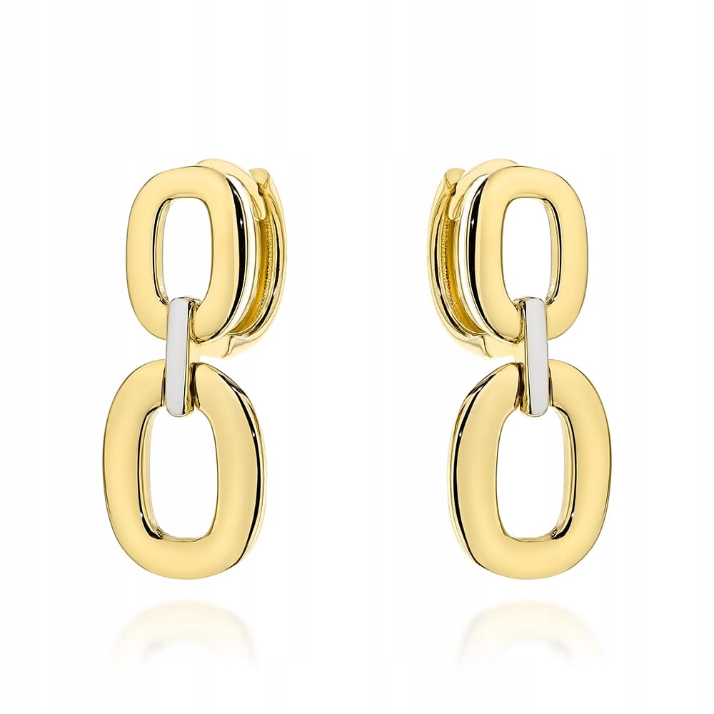 Zlaté Náušnice 585, ovály zdobené bílým zlatem na kreolské bázi, vánoční dárek