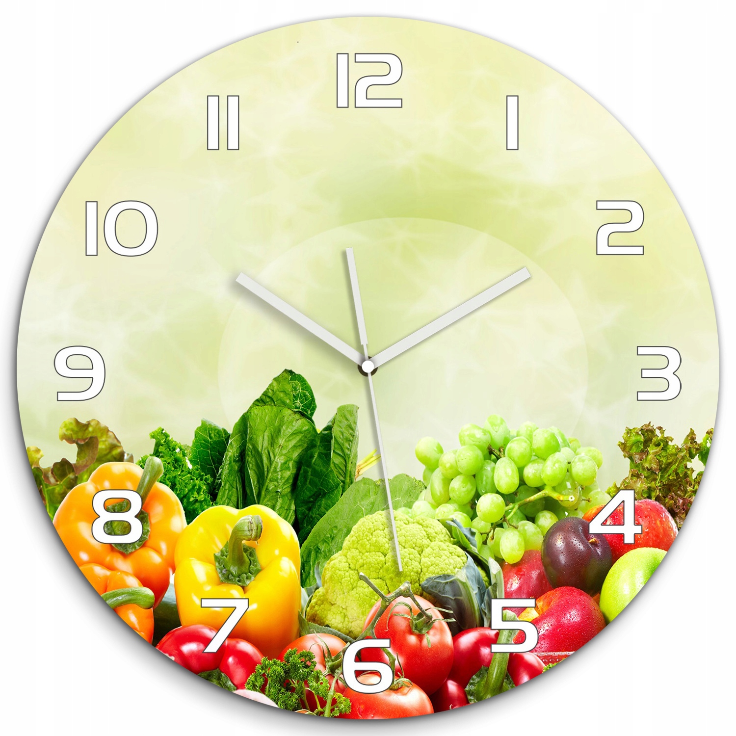 

Szklany okrągły zegar z nadrukiem Warzywa fi 60 cm