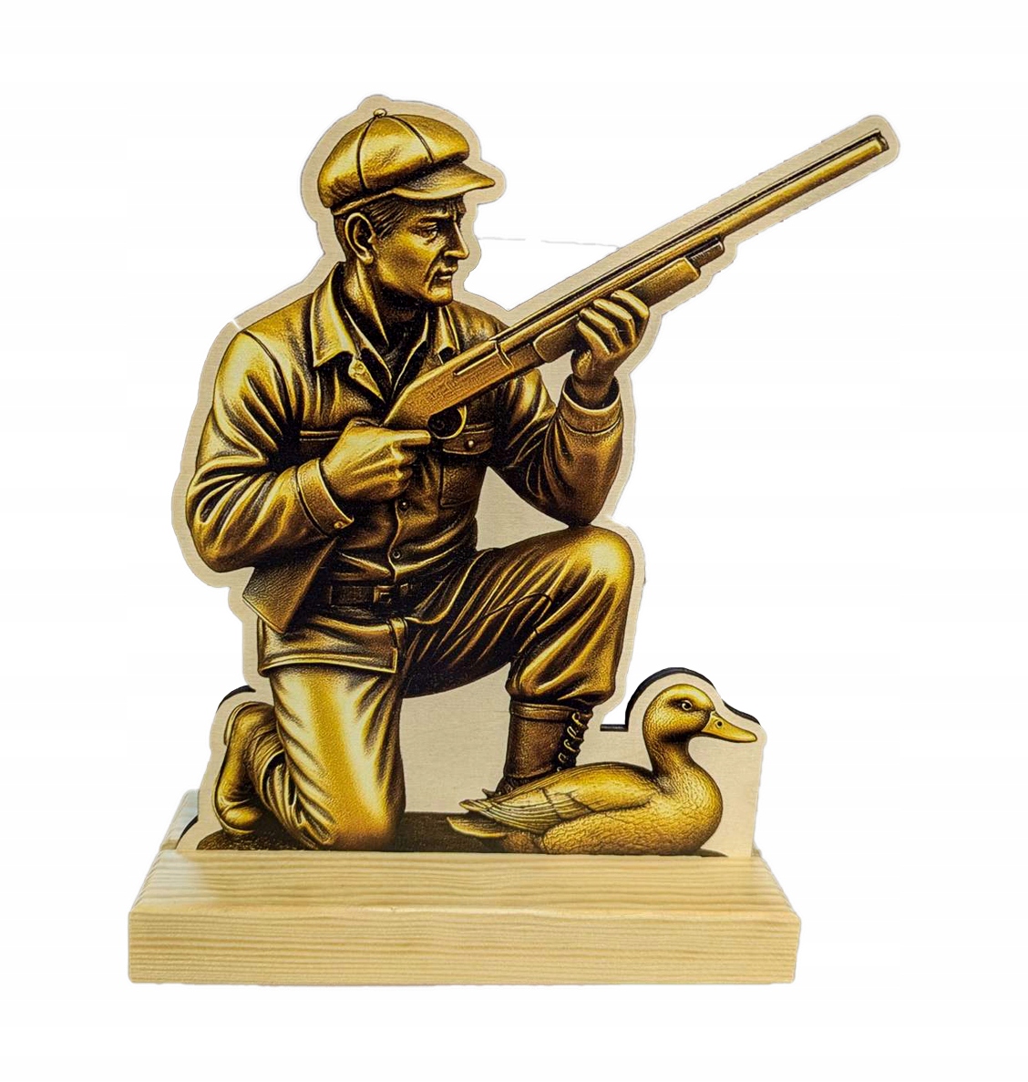 Drewniana Statuetka Myśliwska – Myśliwy z Kaczką 20cm nagroda trofeum opis